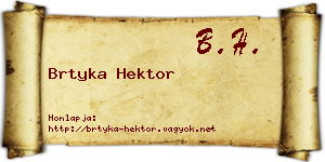 Brtyka Hektor névjegykártya